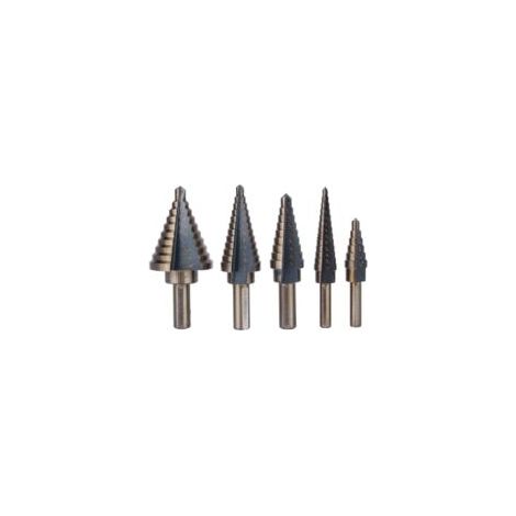 5-teiliges Titanbohrer-Set, große Kobalt-HSS-Stufen-Titan-Kegelbohrer, Lochwerkzeug für Blechbearbeitung, inklusive Koffer - Crezuo (1/4)