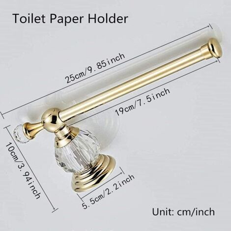 Porte-papier toilette en cristal doré, accessoire de salle de bain moderne, acier inoxydable, fixation murale.