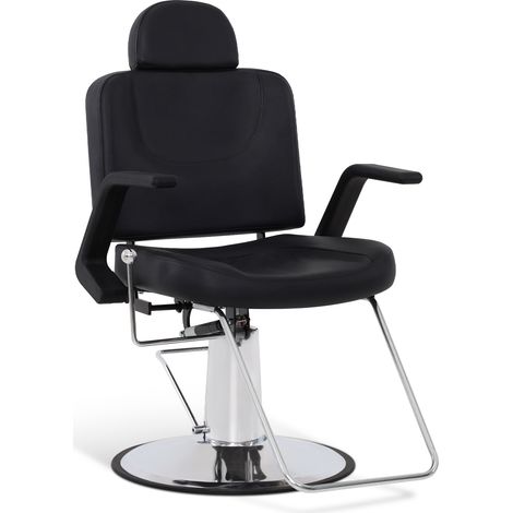 BarberPub Friseurstuhl mit Kopfstütze, Friseurstühle mit Hydraulikpumpe 360° Drehbar, Friseureinrichtung Höhenverstellbar, Barber Stuhl PVC Kunstleder, 8817 (Schwarz) (1/5)
