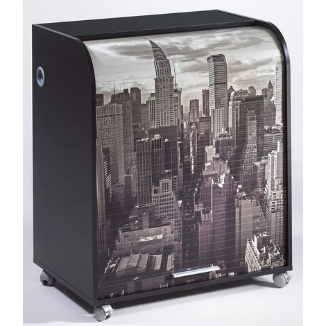 Bureau informatique noir à rideau imprimé New York Must 80cm (1/3)