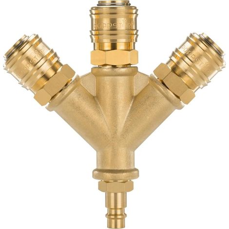 1 - Distributeur D'air Comprimé - Raccord Rapide - Triple Sortie Pour Outils Pneumatiques - Laiton Résistant - Usage Industriel - Couleur Laiton - DN 7,2 (1/5)