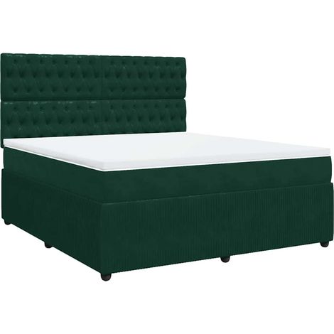 Maison Exclusive - Giroletto a Molle con Materasso Verde Scuro 180x200 cm Velluto (1/5)