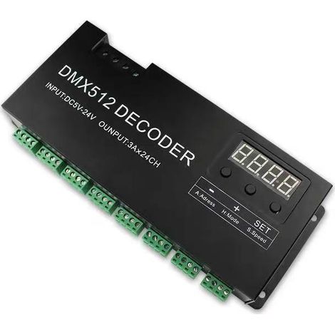 Vente directe de décodeur DMX512 RGB à tension constante 24 canaux, contrôleur LED professionnel pour scène.