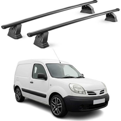 OMAC Barres de toit transversales en acier pour Nissan Kubistar 2003-2009 – TÜV / DIN 75302:2019 – Antivol inclus – Rainure en T (accessoires) – Charge max 75 kg – 2 barres – Noir (1/5)