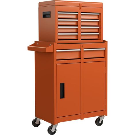 COSTWAY 5-Drawer Rolling Tool Chest High Capacity Tool Storage Cabinet-Orange (1/5)