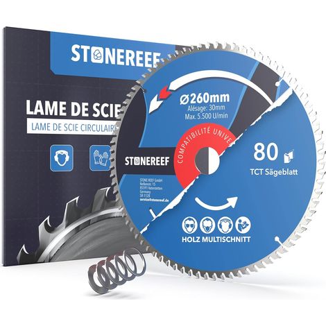Lame de scie circulaire, 260 x 30 mm, avec adaptateur pour alésage de 20 et 16 mm, compatible avec meuleuse d'angle Bosch, etc. - Lame de scie circulaire résistante aux ongles - Pour bois et (1/5)