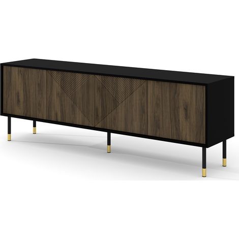Kirua - meuble tv - 180 cm - noir / bois (1/5)
