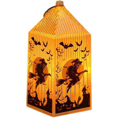 Lanterne LED Halloween rétro sans flamme – Décoration lumineuse sécurisée pour intérieur/extérieur, 1 pièce, design vintage noir (1/4)
