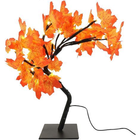 Arbre lumineux artificiel en forme d'érable, alimenté par USB, centre de table-33X16X6CM-Orange (1/4)