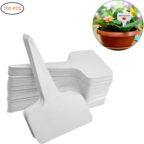 Lot de 100 étiquettes de jardin en PVC blanc, panneaux de marquage pour plantes, fiches d'identification en plastique pour potager