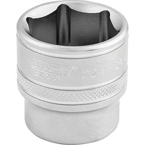 Draper 22mm 6-Point 3/8" Drive Metric Socket (Part No. 16547) in Micro Satin Chrome Finish (1/5)