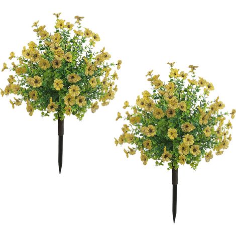 Set mit 2 lila Eukalyptus-Bodenpflanzgefäßen zur Terrassendekoration, künstliches Grün für den Außenbereich für Frühling/Sommer (gelb) (1/2)