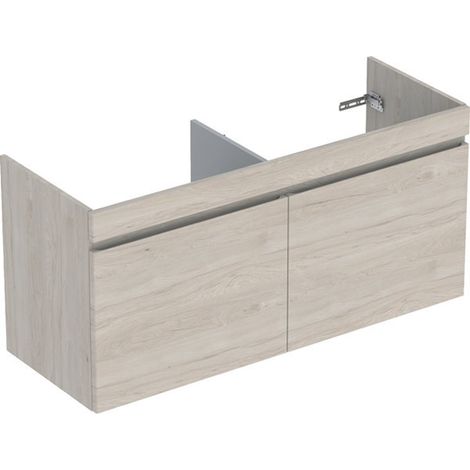 Meuble sous lavabo 2 cuves 130 cm Geberit Renova Plan 1T 1T à l'angl Noyer CarCl - GEBERIT 501.912.00.1