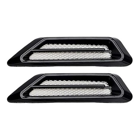 SHINING HOUSE Prise D'air Décorative Couverture, 2 Pièces Grille de Ventilation Latérale Sortie Latérales Débit D'air Fender Couverture D'admission Grille Décoratif Garniture,Noir (1/5)