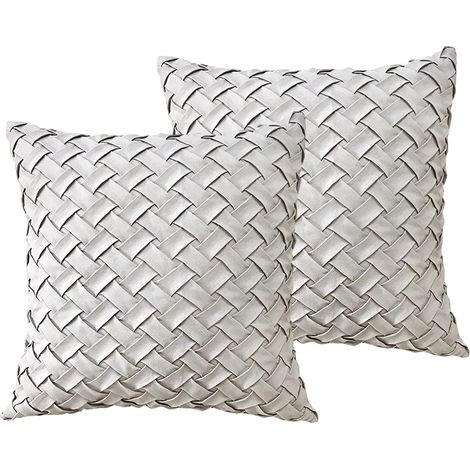 Filiyano – oreiller carrées unies en – Lot de 2 housses de coussin décoratives bohèmes, taies d'oreiller carrées unies en daim doux (crème, 45 x 45 (1/5)