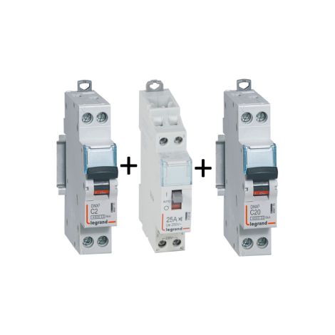 Legrand - LOT - Contacteur CX3 J/N heures creuses + disjoncteur 2A DNX3 + disjoncteur 20A DNX3 - 412558+406771+406775 (1/2)