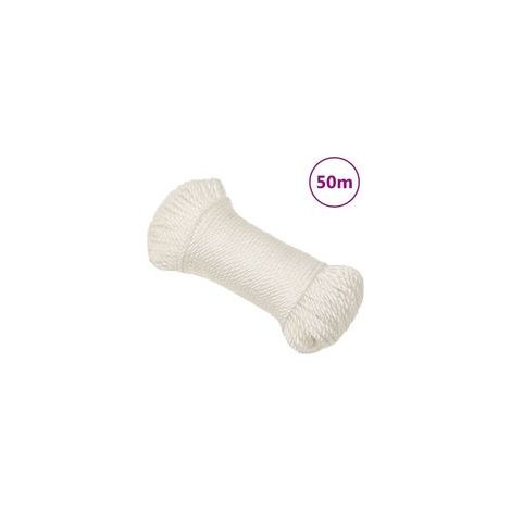 Weißes 3 mm 50 m Polypropylen-Arbeitsseil - Crezuo