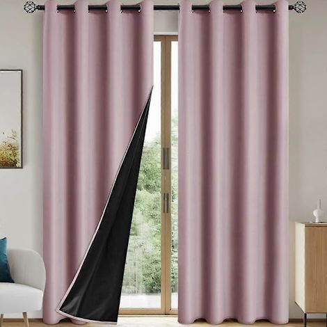 Tende oscuranti con fodera isolante per soggiorno, camera da letto, cucina, arredamento casa blu navy