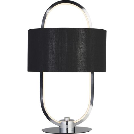 Lampada Scrivania Contemporanea Madrid Acciaio Cromo Tessuto Nero Led 10W 3000K (1/4)