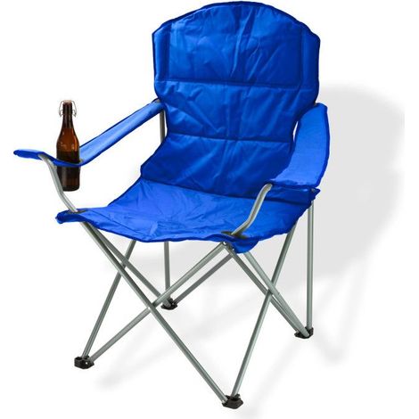 Chaise pliante avec porte-boissons - Couleur bleue