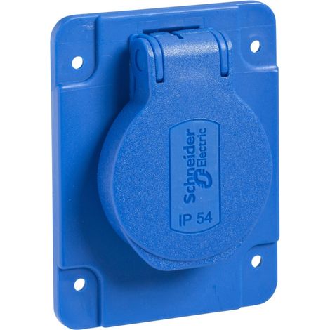 Pratika Socle prise schuko enc 65x85 fix lat blue ip54 220v 2pt SCHNEIDER PKS62B (1/3)