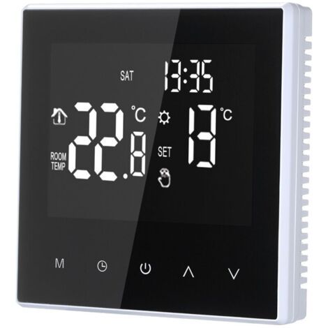 Thermostat intelligent, chauffage électrique au sol programmable hebdomadaire avec grand écran LCD, pour maison, école, bureau, hôtel, 16 A (pas de type Wi-Fi) (1/4)