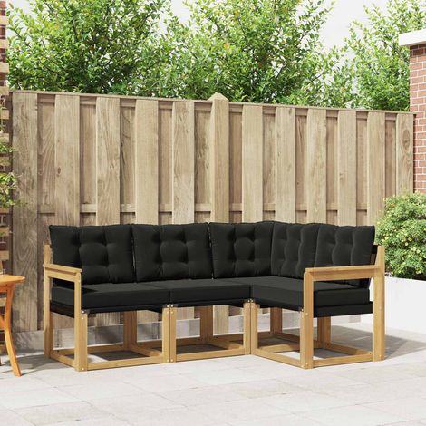 vidaXL Set di divani da esterno con cuscino 4 pcs Bianco e Nero (1/5)
