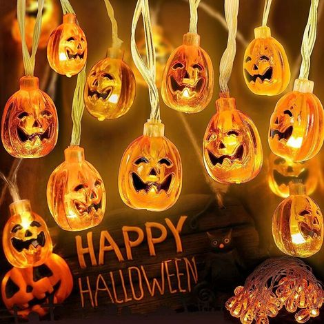 Guirlande lumineuse citrouilles Halloween, 3 m, 30 LED, étanche, 8 modes – DELKEVIC