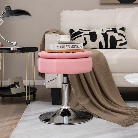 Tabouret de Bar Pivotant 360° Housse Amovible Hauteur Réglable 51-66 CM Salon Bureau Barbier Rose CWXT3007 DESIGN IN (1/2)
