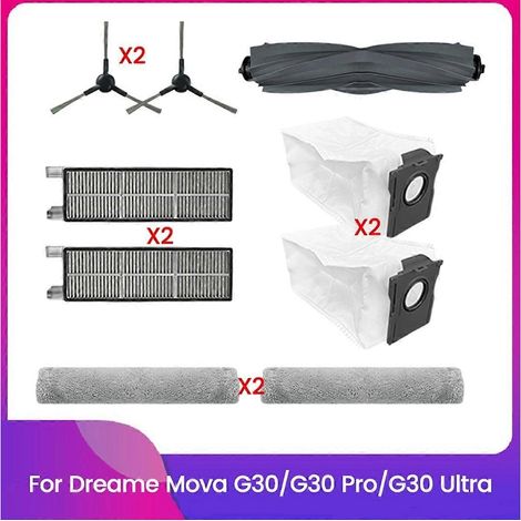 Kit de 9 pièces de rechange pour aspirateur G30/G30 Pro/G30 Ultra : filtre HEPA, serpillière avec tapis, chiffon de nettoyage, sac à poussière et Esptg-AquaForge (1/5)