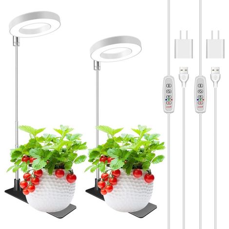 Lampe de croissance pour plantes blanche avec perche télescopique 16-65CM 2 avec adaptateur secteur lumière blanche chaude réglage de la minuterie (1/5)