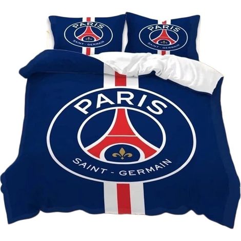 Parure de lit enfant à motif club de football, en microfibre, avec 2 taies d'oreiller. Dimensions : 23 x 100 x 128 cm. (1/5)