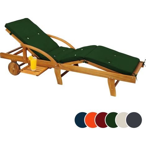 Coussin pour transat chaise longue de jardin 195cm Hydrofuge 8 boutons Coussin abin de soleil intérieur extérieur Vert (1/4)