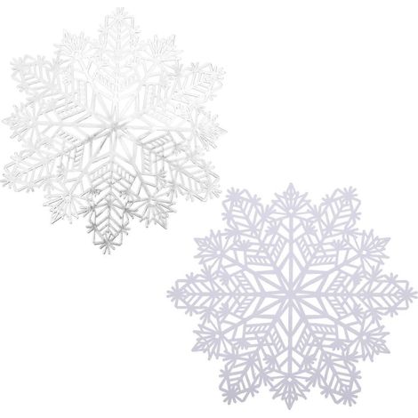 Sets de table de Noël motif flocon de neige pour fêtes, lot de 2, blancs, en PVC. (1/5)