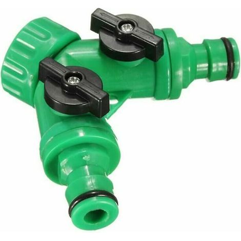 Vanne à boisseau sphérique à trois voies tuyau d'eau en plastique connexion rapide raccords de tuyau d'eau d'irrigation de jardin-1 pièces- (1/4)