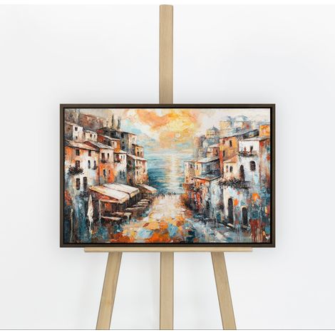 Gemälde Stadt am Meer Rahmen Grau 60x40 cm (1/5)