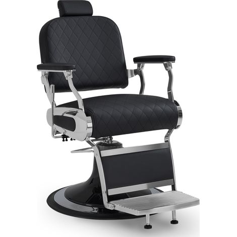 BarberPub Friseurstuhl mit Kopfstütze Kippbar, Friseureinrichtung mit Hydraulikpumpe 360° Drehbar, Bedienungsstuhl Höhenverstellbar, Friseurstühle Kunstleder, 3855EY (Silber-Weiß) (1/5)