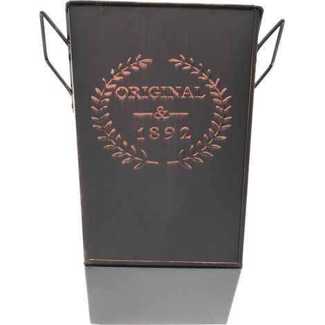Pot de Fleurs Vintage en Métal Noir pour Décoration Intérieure, Pot Carré Multifonctionnel, Support Rétro pour Plantes, Jardinière Compacte et Pratique pour Bureau et Maison (1/5)