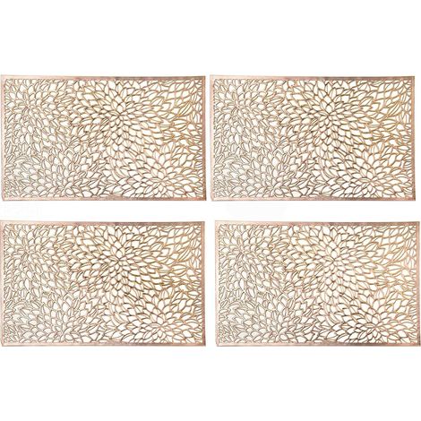 4 tovagliette rettangolari in pizzo metallico pressato, 12 x 18 pollici, resistenti al calore, antiscivolo, per tavolo da pranzo, per interni ed esterni, antigraffio, con texture, decorazione da cucin