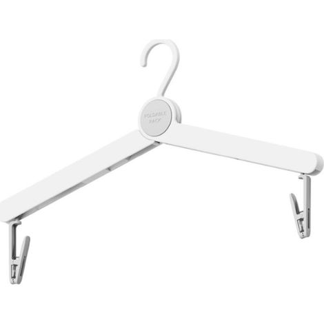 Blanc (233x46x17cm), Charge 2kg Cintres Pliables Portatifs Porte vêtements de Voyage Compact avec Pince 180°, pour Hôtel, Croisière & Camping (1/5)