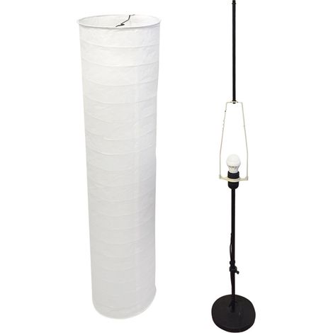 Lampadaire en papier de riz style moderne avec interrupteur au pied, idéal pour la décoration du salon et de la chambre (prise européenne). (1/5)