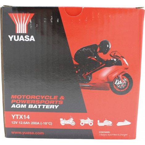 Yuasa batteria yuasa ytx14 precaricata sigillata batteria moto convenzionale 12 v capacità affidabile resistente vibrazioni (1/5)