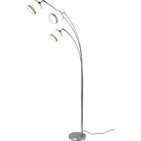 Lampada da terra 3 luci, metallo e tessuto, cromo e bianco, H185 cm, Davos (1/5)