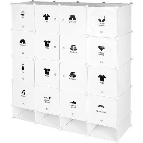 Schrank mit modularem Kleiderschrank 16 Würfel + 4 Würfel 147x36x165cm