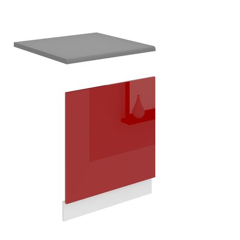 BELINI Habillage de Porte Lave Vaisselle PO60 Meuble Lave Vaisselle avec Plan de Travail I Accessoire pour Lave-Vaisselle Cuisine - Teille: 1,6 x 60 x 57 cm I Couleur: Rouge très Brillant (1/4)