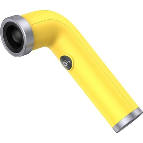 Ventilateur électrique portable sans pales, affichage numérique, tube flexible et pliable, refroidissement pratique, format compact, idéal extérieur, voyage, bureau, camping et loisirs Jaune (1/5)