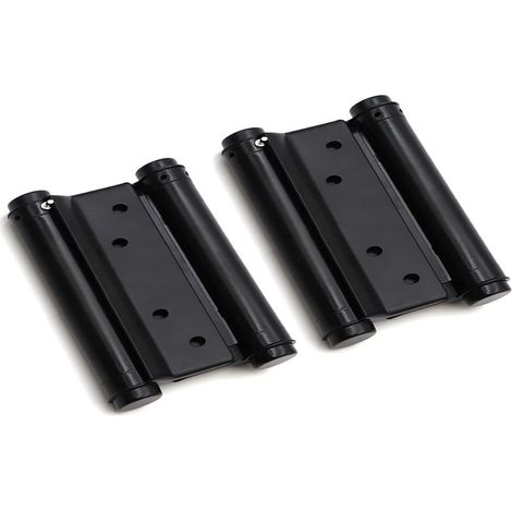 Charnière double action 75mm - Lot de 2 - Acier inoxydable Noir - Fermeture automatique - Porte battante (1/2)