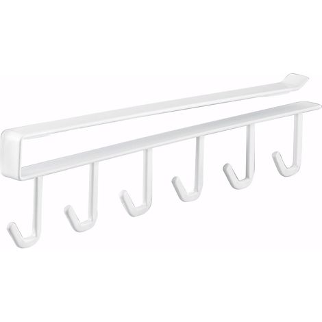 7117 TOWER Crochets sous étagère pour ustensiles de cuisine, blanc, Acier, minimaliste, 26 x 1,5 x 6,5 cm (L x L x H) (1/4)
