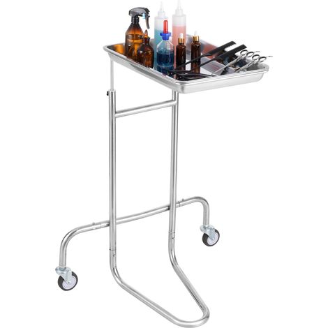 VEVOR Carrelli da Laboratorio in Acciaio Inossidabile, Carrello da Laboratorio con Vassoio Singolo, 2 Ruote Silenziose, Carrello da Laboratorio con Rotelle per Laboratorio, Clinica, Ospedale, Salone