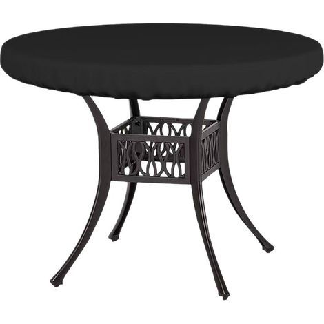 Housse de Table Ronde Extérieure Imperméable et Anti-UV pour Table de Jardin de 122 cm - Protection Résistante aux Intempéries avec Ourlet Élastique (Noir) (1/5)